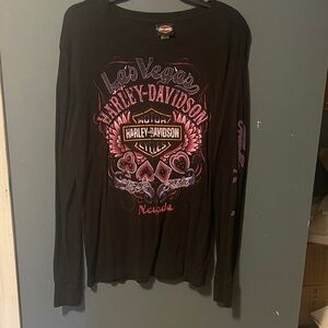 Harley-Davidson Black Long Sleeve with Pink and Purple Accents
